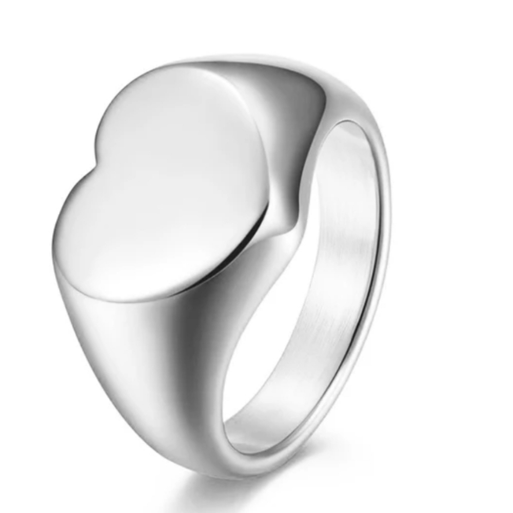 18K WHITE GOLD  OVER STAINLESS STEEL RING - Picture 2 of 7